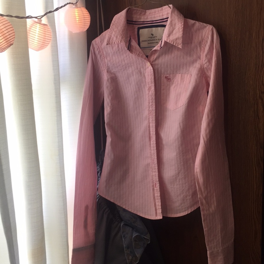 Pink pinstripe Abercrombie and Fitch Long sleeve